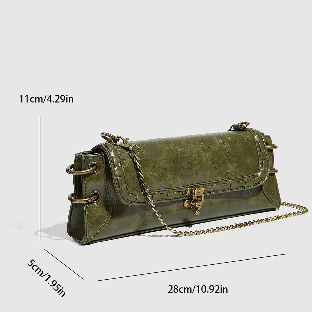 BRONZE LOCK CHAIN BAG-GREEN