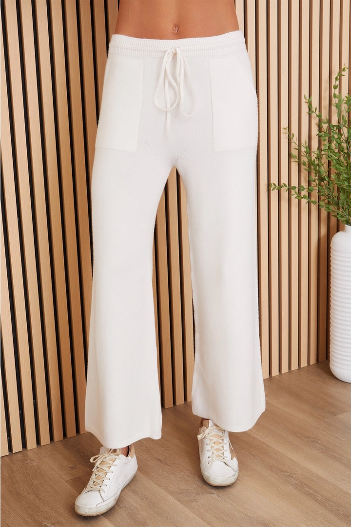 KNIT STRAIGHT LEG PANT WITH POCKETS-IVORY