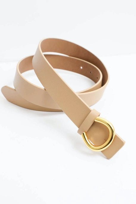 MINIMALIST GOLD HORSESHOE BELT-BEIGE