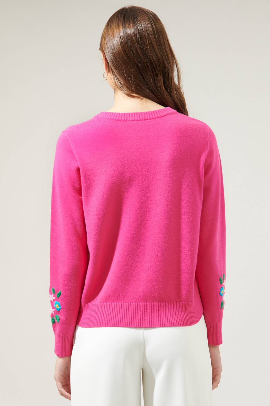 DANDY BOUQUET CREW NECK SWEATER-FUCSHIA