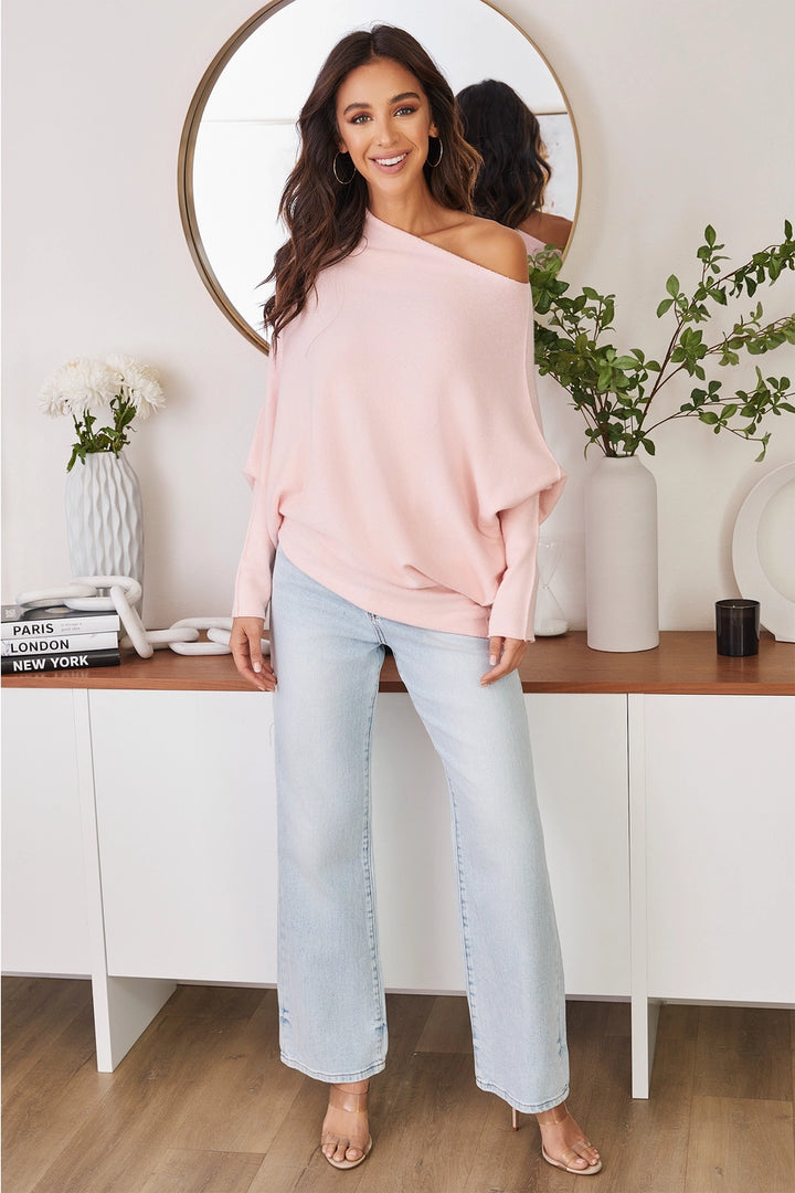 ASYMMETRICAL SWEATER-BABY PINK