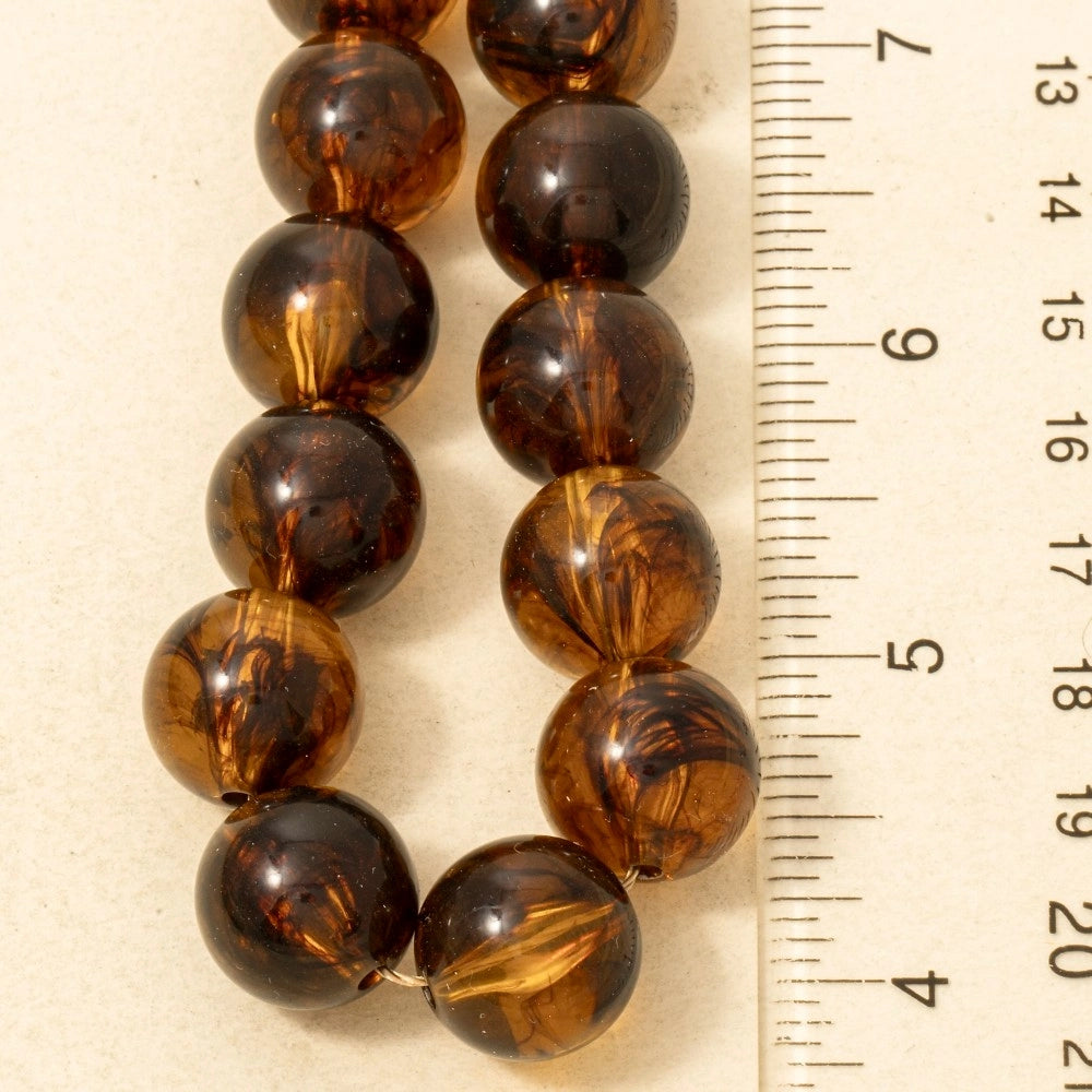 LARGE TORTOISE SHELL BALL BEADED NECKLACE-BROWN