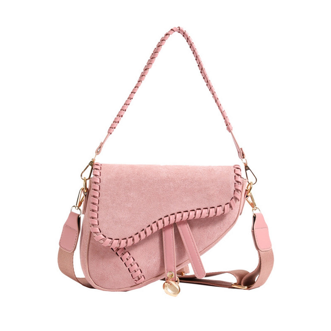 FAUX SUEDE SADDLE BAG-PINK