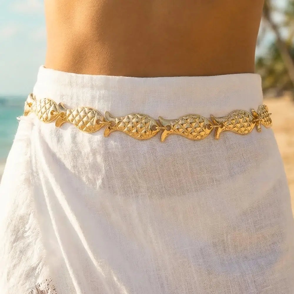 FISH LINK CHAIN BELT-GOLD