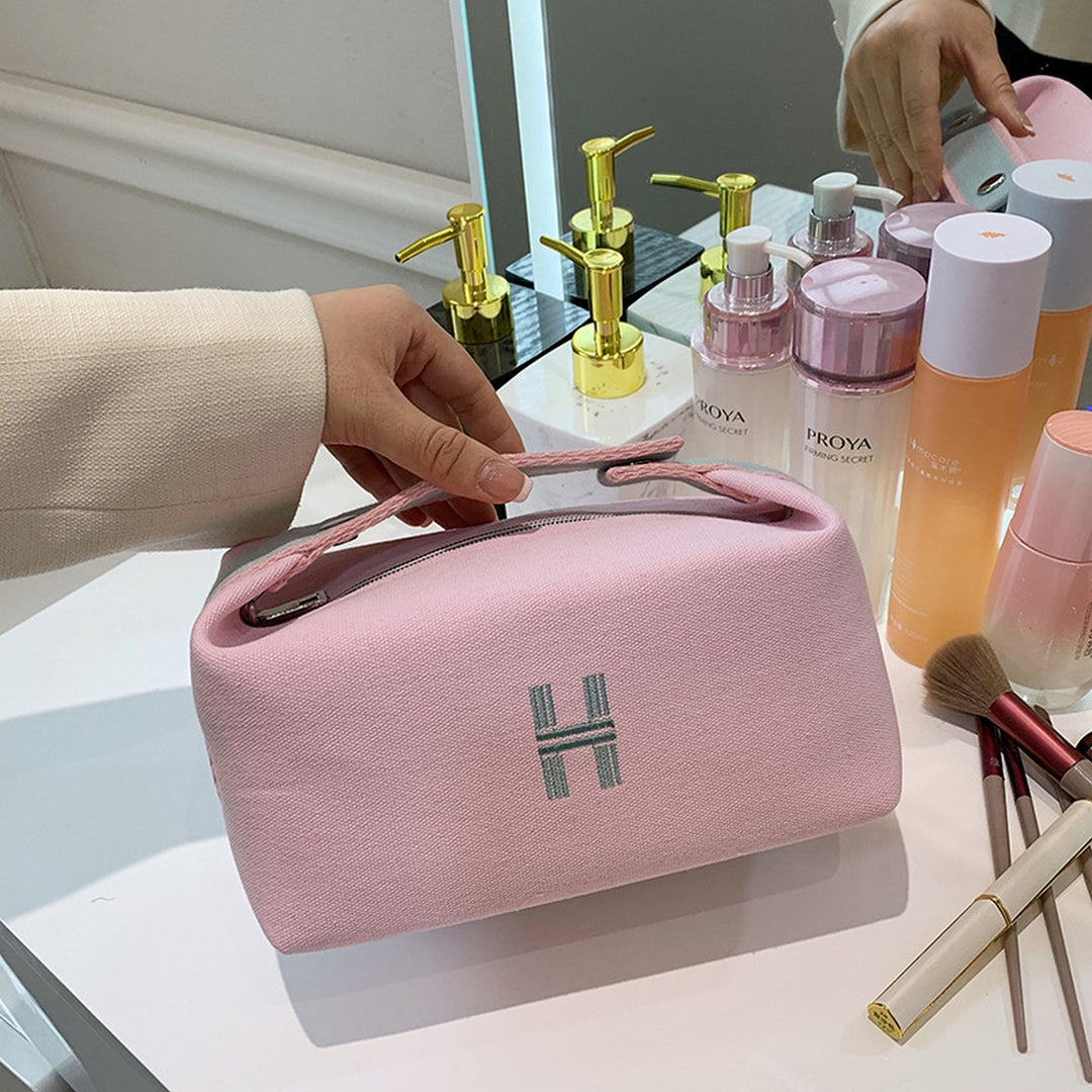 LARGE CANVAS MAKEUP BAG-PINK