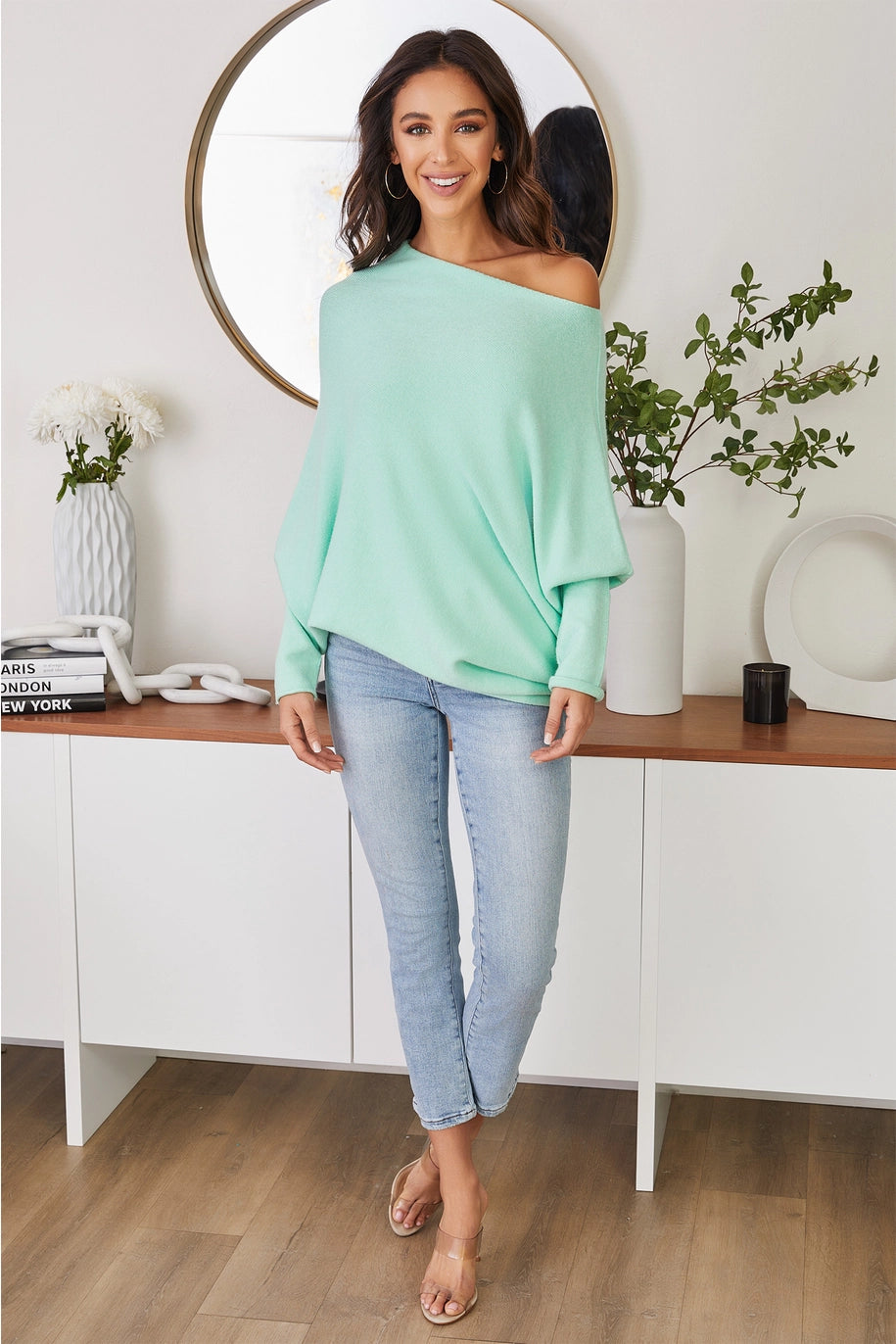 ASYMMETRICAL SWEATER-PISTACHIO