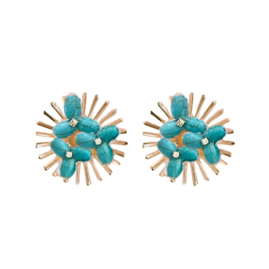 TURQUOISE SUNBURST STATEMENT EARRINGS