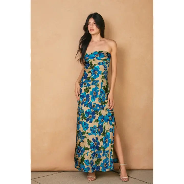 ETHEREAL GARDENS MAXI DRESS-BLUE JASPER