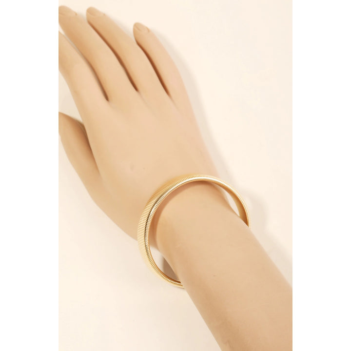 RIBBED STRETCH BANGLE BRACELET-GOLD