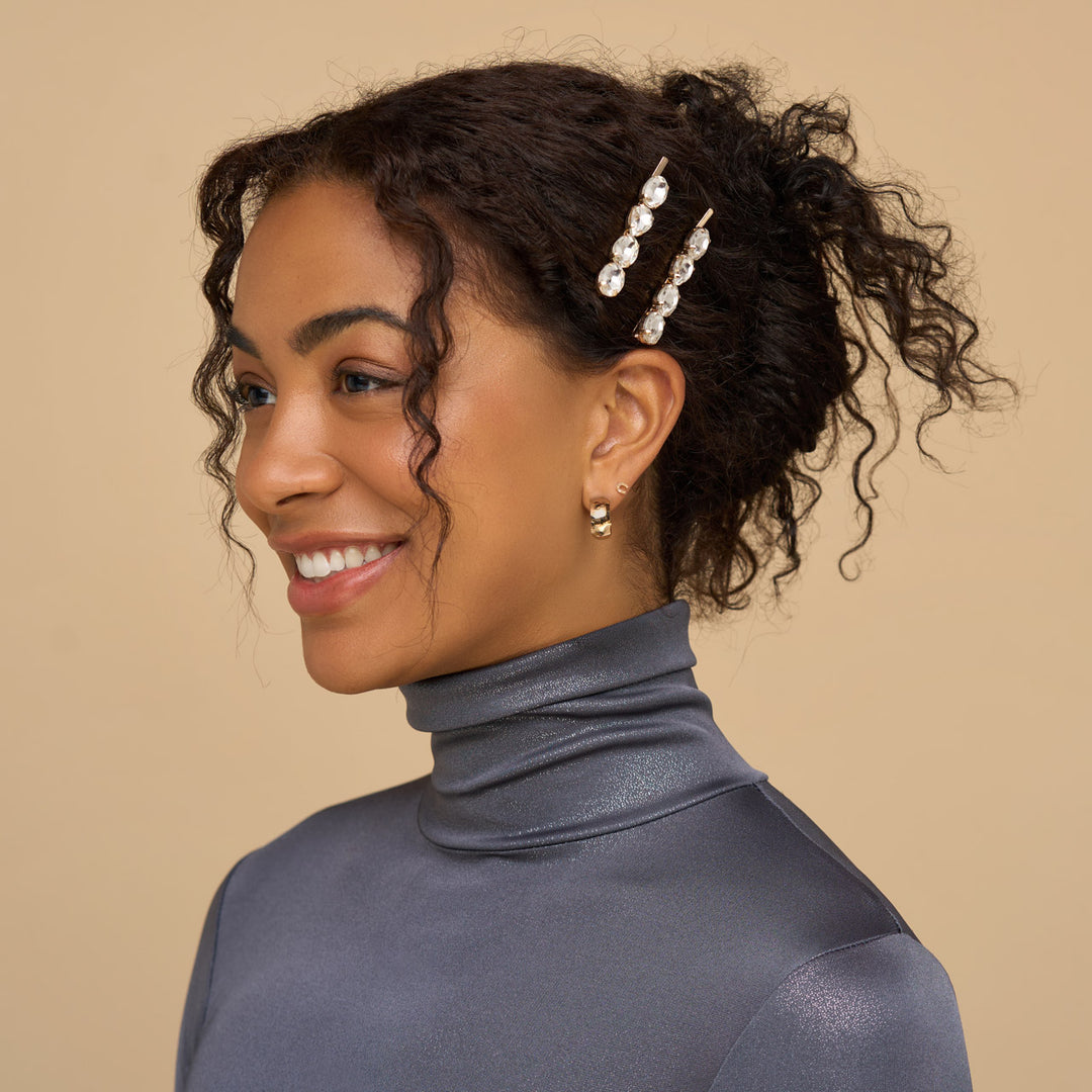 HOLIDAY GEMSTONE BOBBY PINS-GOLD