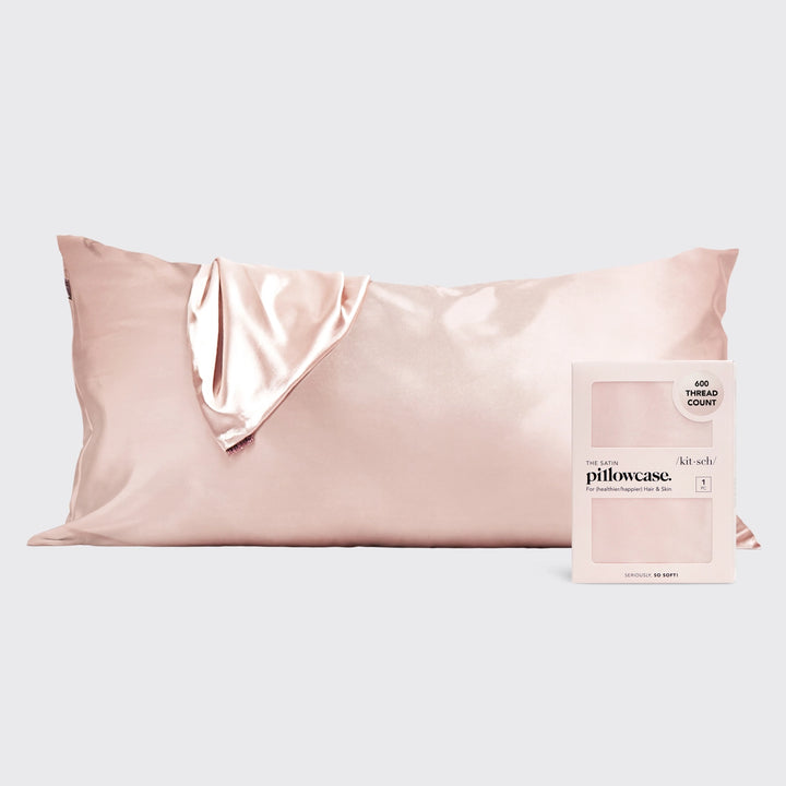 SATIN KING PILLOWCASE-BLUSH
