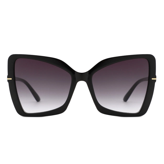 OVERSIZED BUTTERFLY CAT EYE SUNGLASSES-BLACK