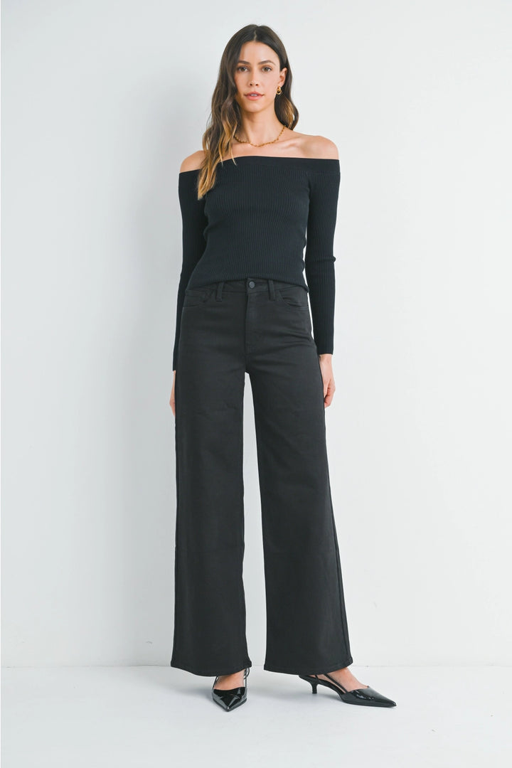 HIGH RISE PALAZZO WIDE LEG-BLACK