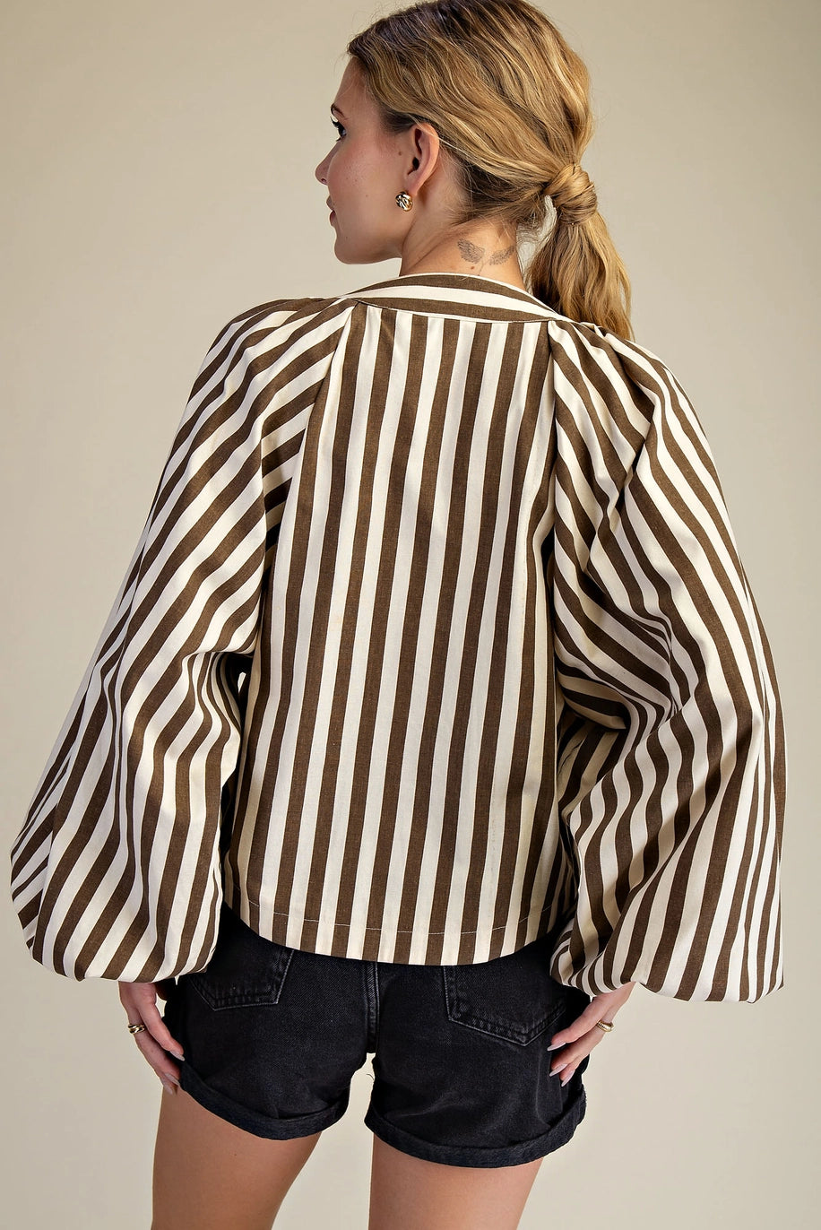 DOLMAN SLEEVE LACE UP-MOCHA