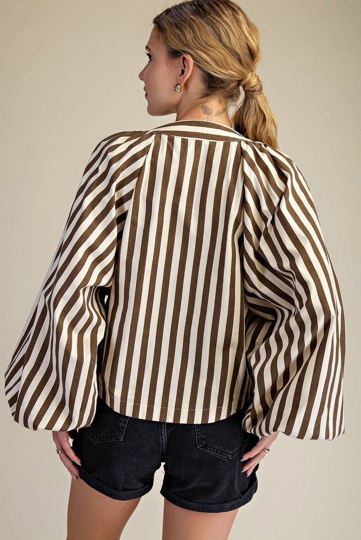 DOLMAN SLEEVE LACE UP-MOCHA