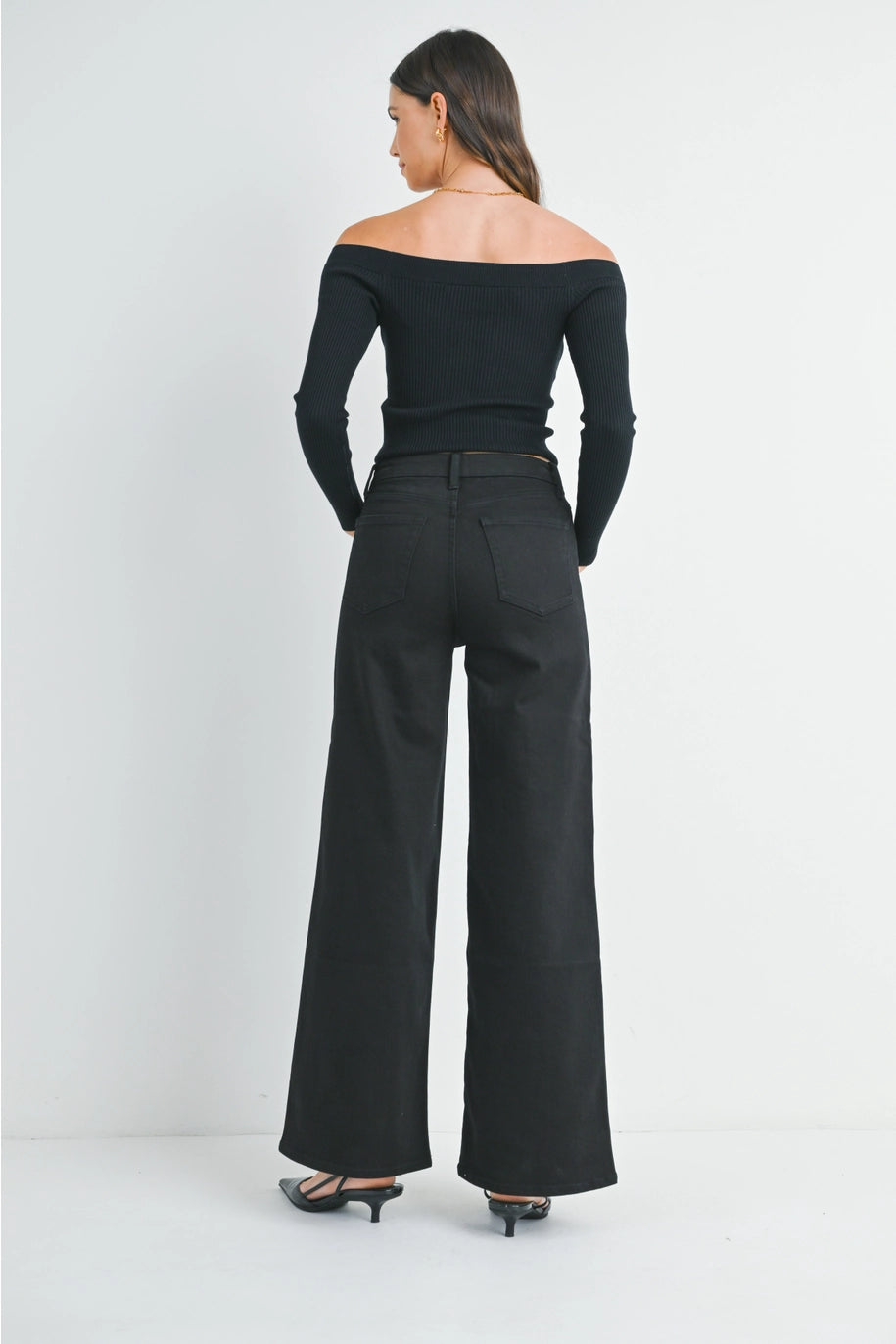 HIGH RISE PALAZZO WIDE LEG-BLACK