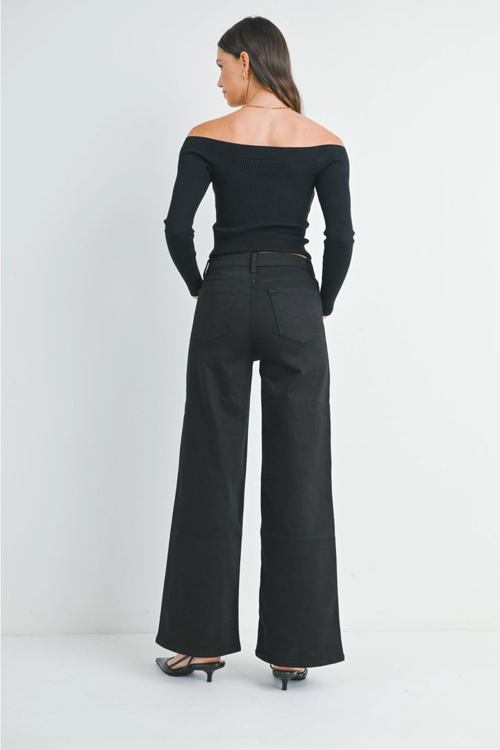 HIGH RISE PALAZZO WIDE LEG-BLACK