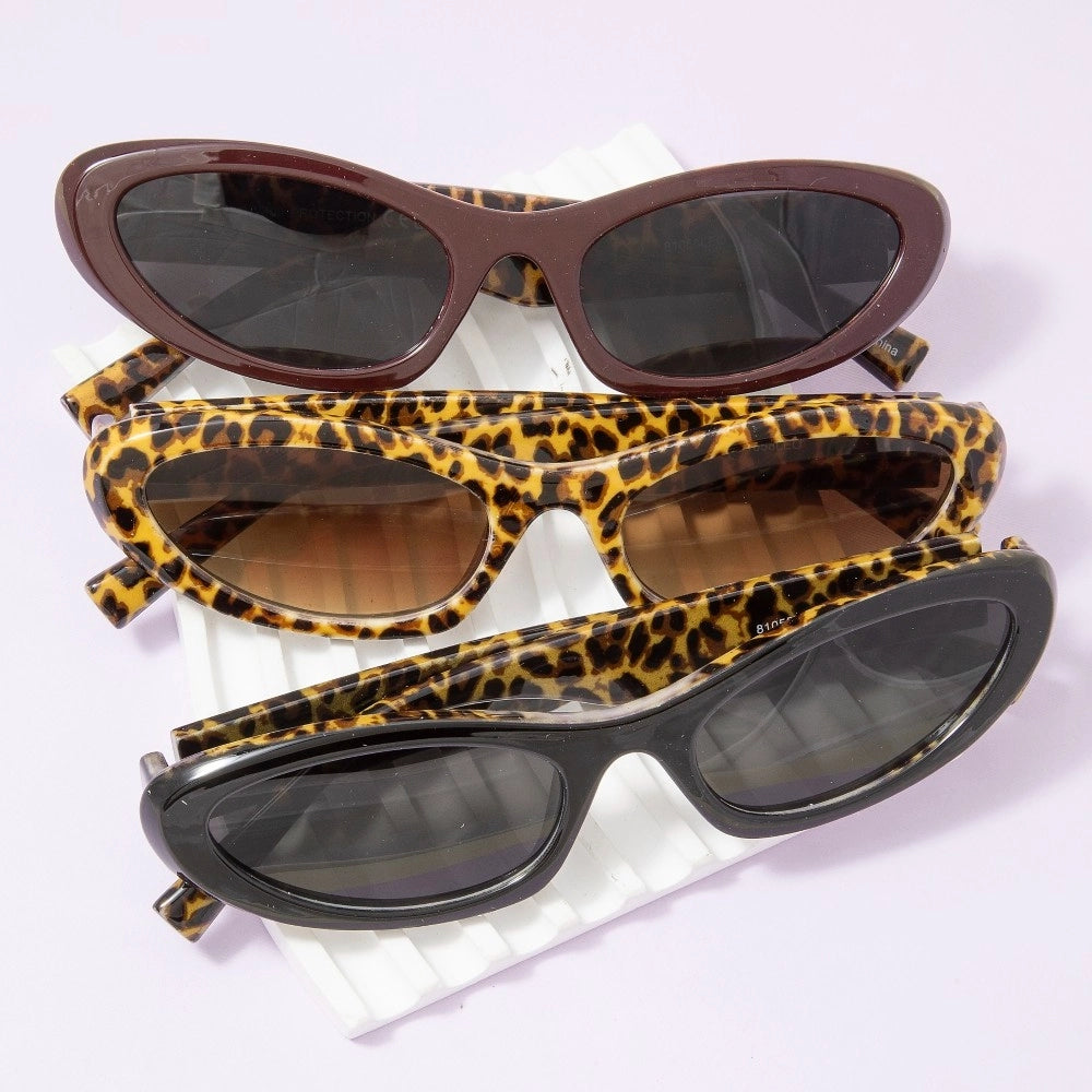 LEOPARD CAT EYE SUNGLASSES-LEOPARD
