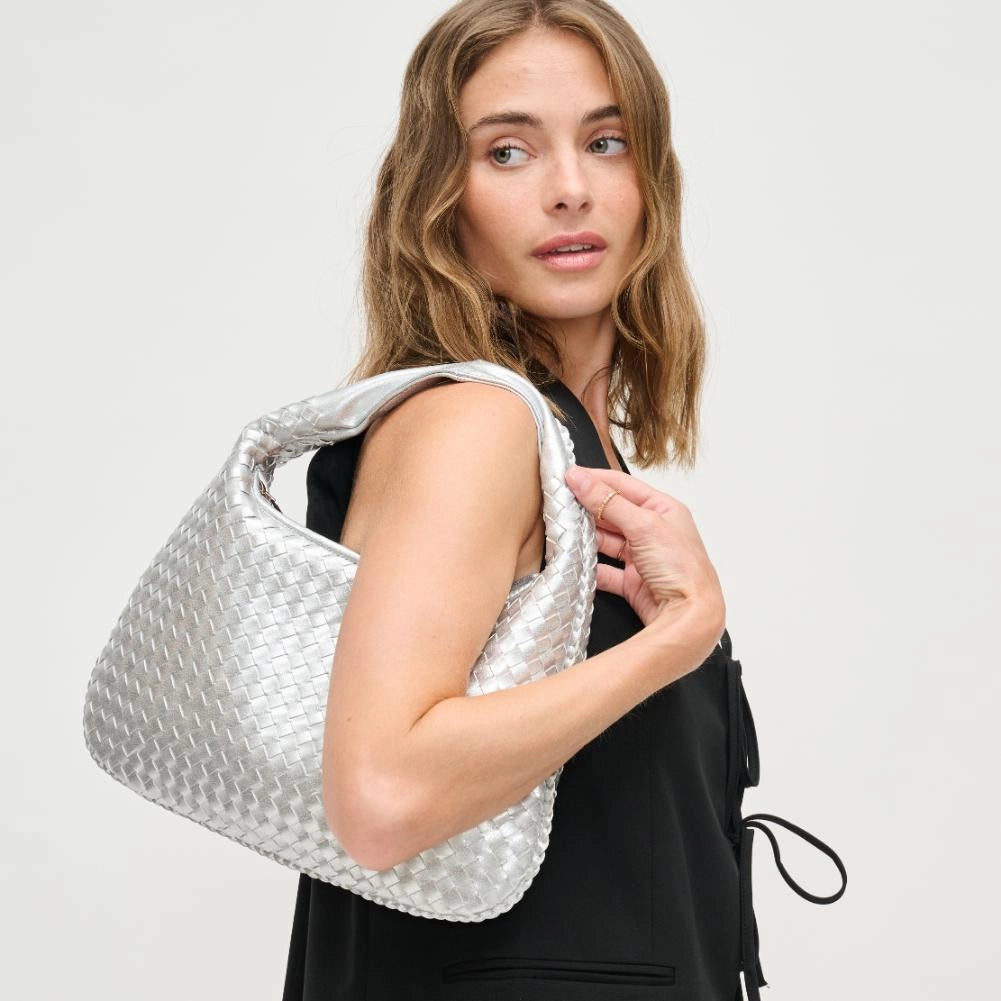 ADELA WOVEN HOBO-SILVER
