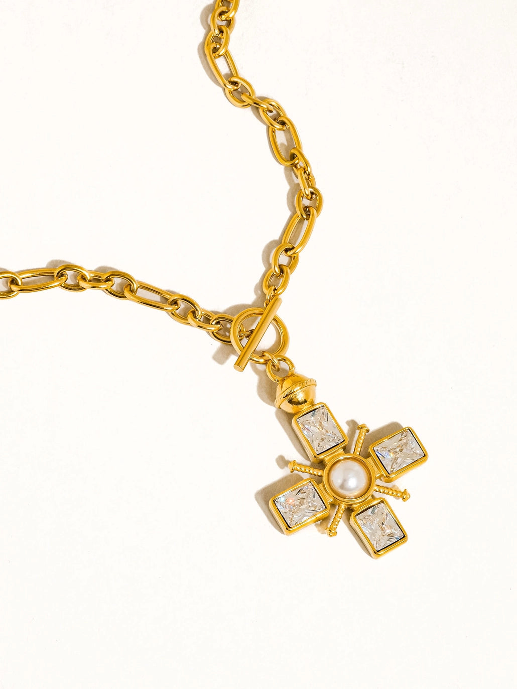 PATRICE 18K GOLD CROSS NECKLACE