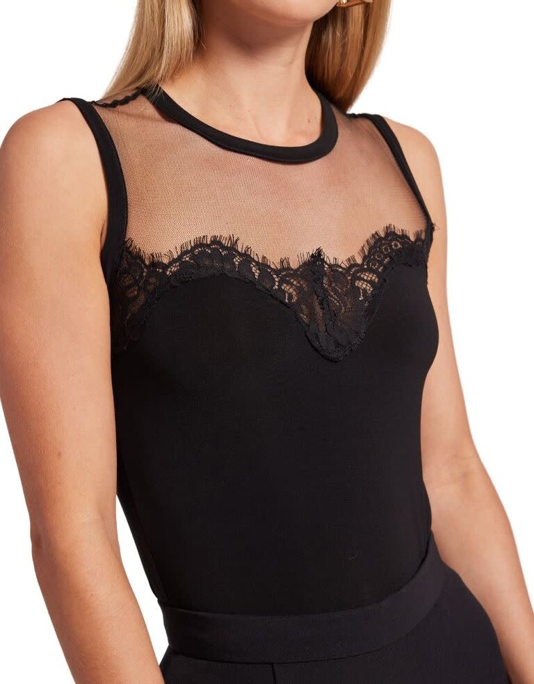 MARILYN LACE COMBO TOP-BLACK