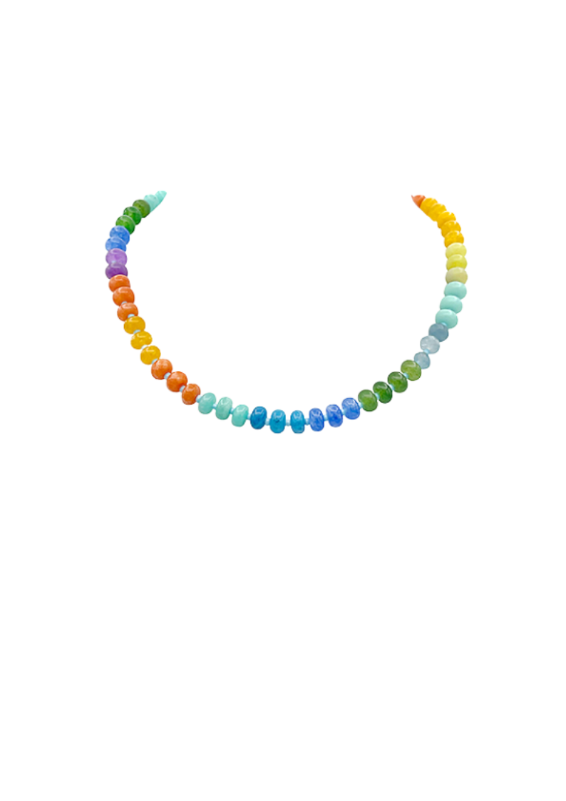 blue/orange/multi full beaded necklace