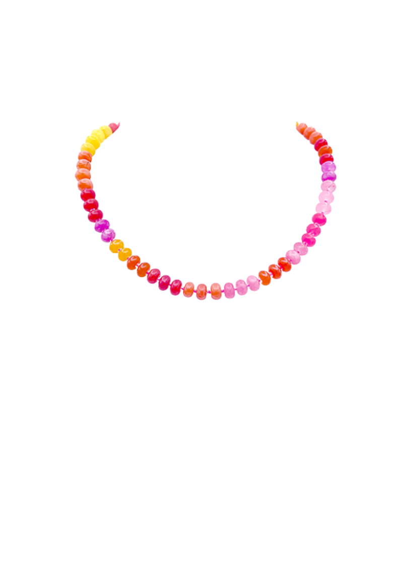pink/orange multi full beaded necklace