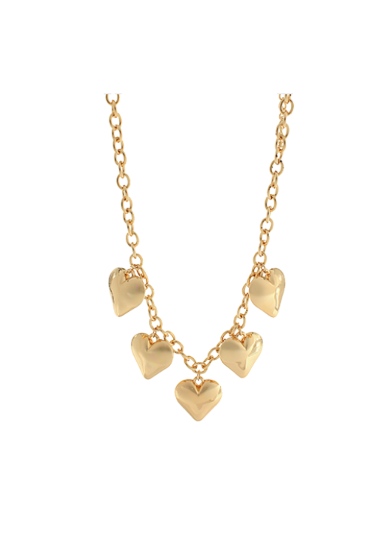 gold 5 puff heart charm necklace