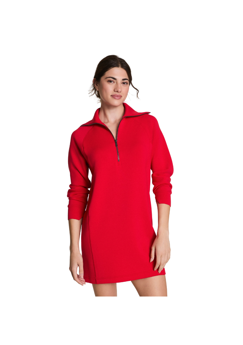 rest quarter zip athletic mini dress with long  sleeves
