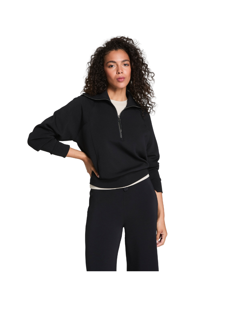 black long sleeve quarter zip athleisure top