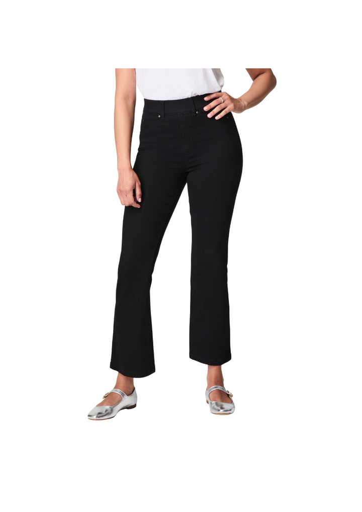 black pull on style denim with kick flare