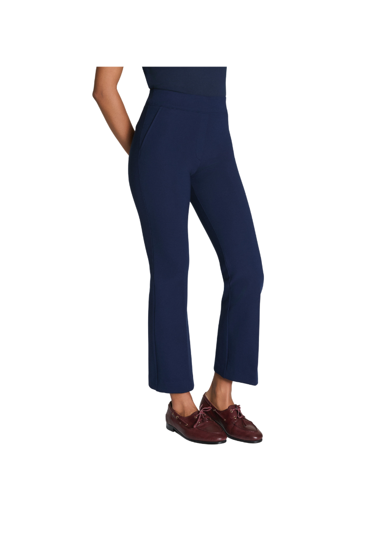 navy pull on pant with kick flare