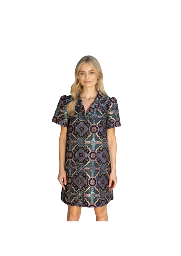 MANDALA JACQUARD MINI DRESS-MULTI