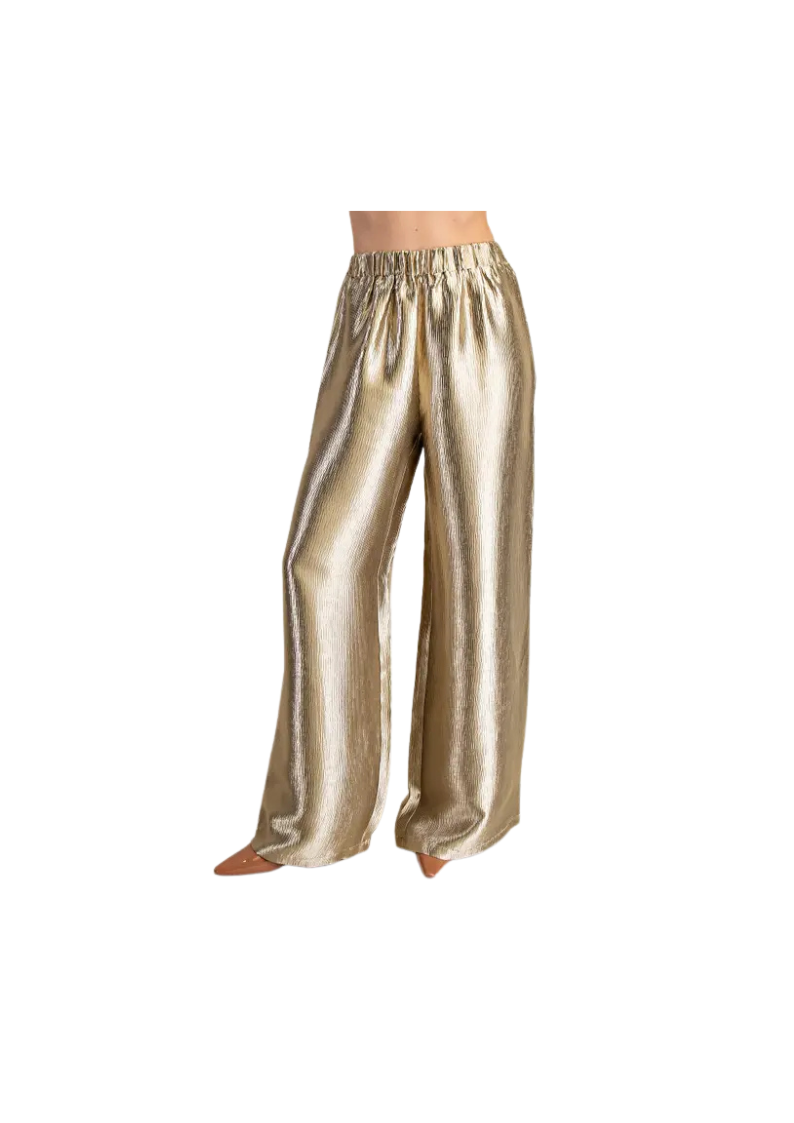 Gold metallic wide leg pant