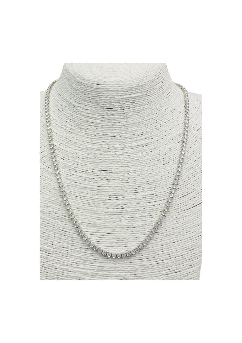 3MM TENNIS NECKLACE-SILVER