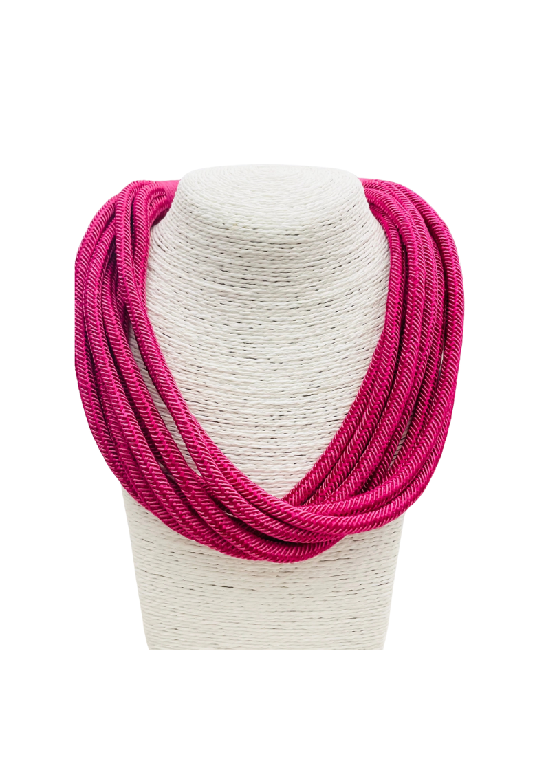 SLUB 8 STRAND NECKLACE-MAGENTA