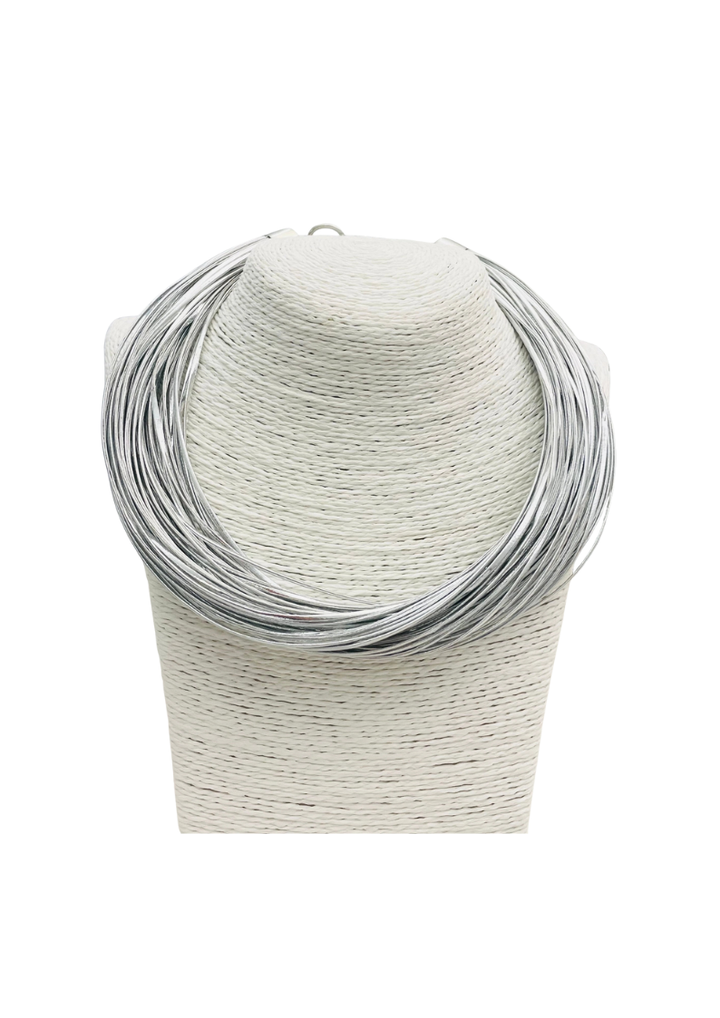 LEATHERETTE STRAND NECKLACE-SILVER