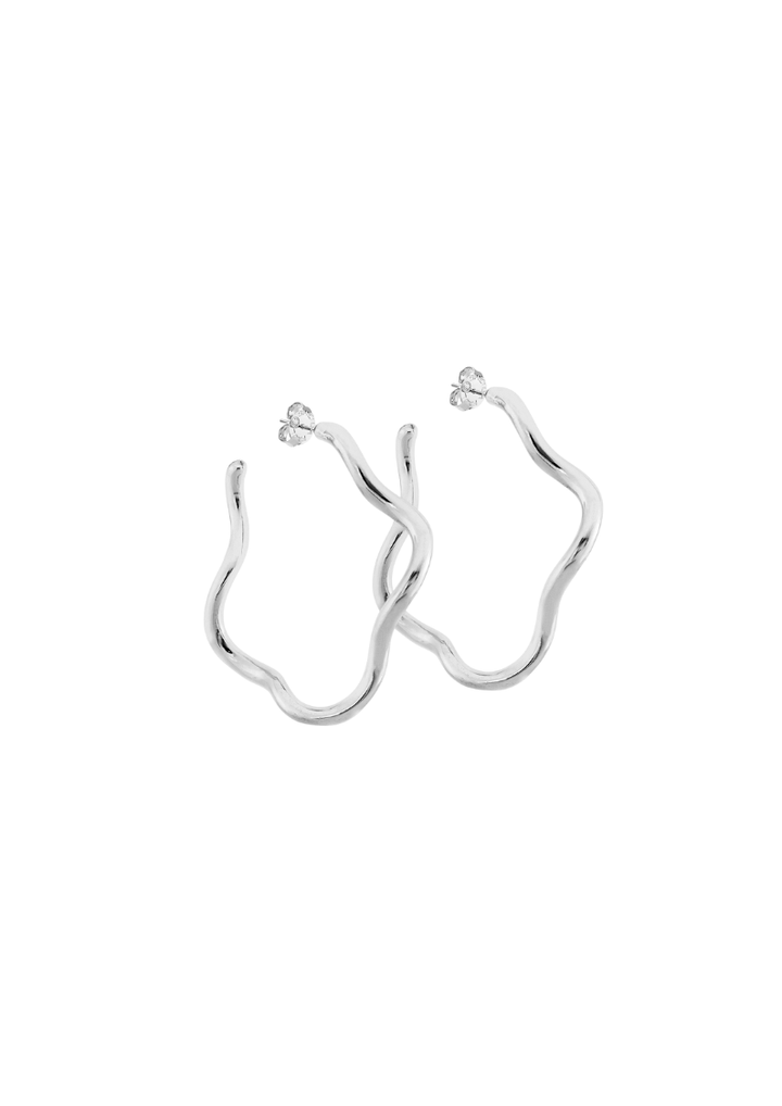 WIGGLE WIGGLE EARRING HOOPS-SILVER