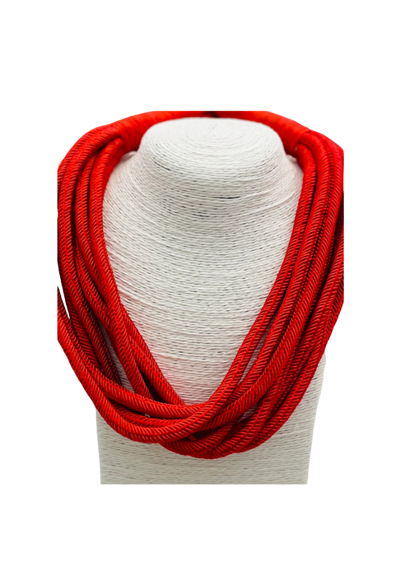 SLUB 8 STRAND NECKLACE-RED