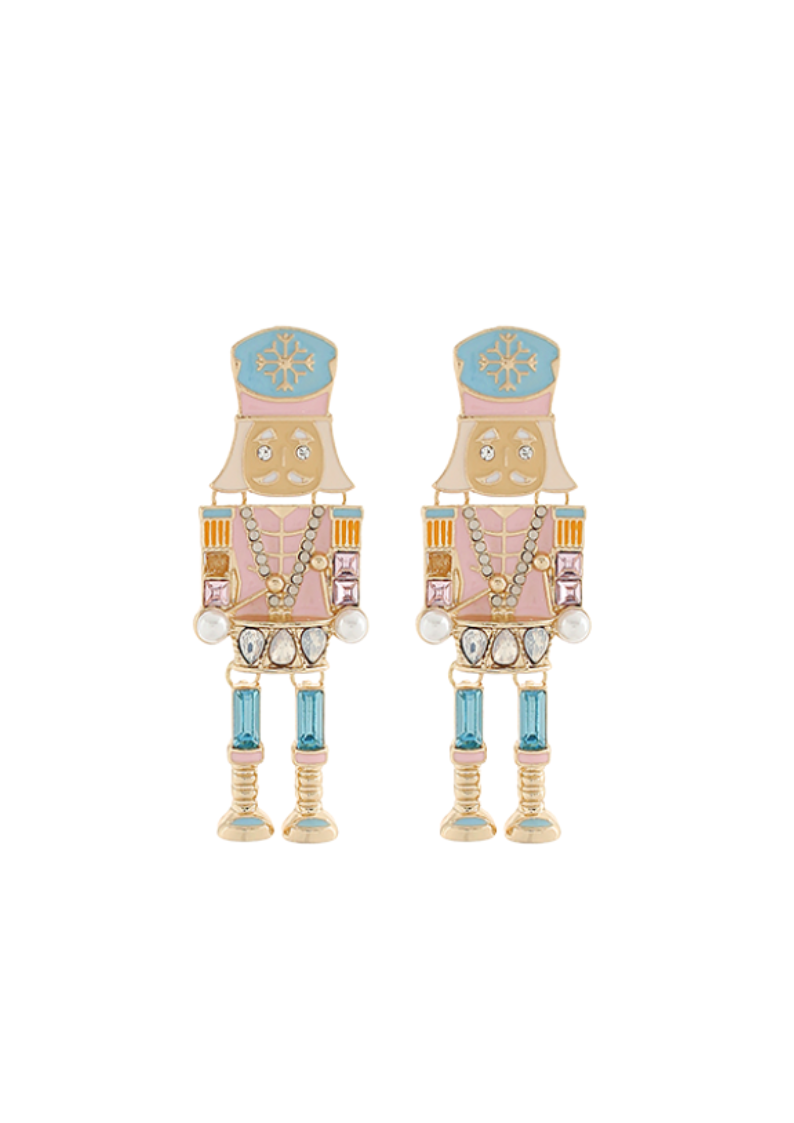 pink/blue/multi nutcracker dangle earrings