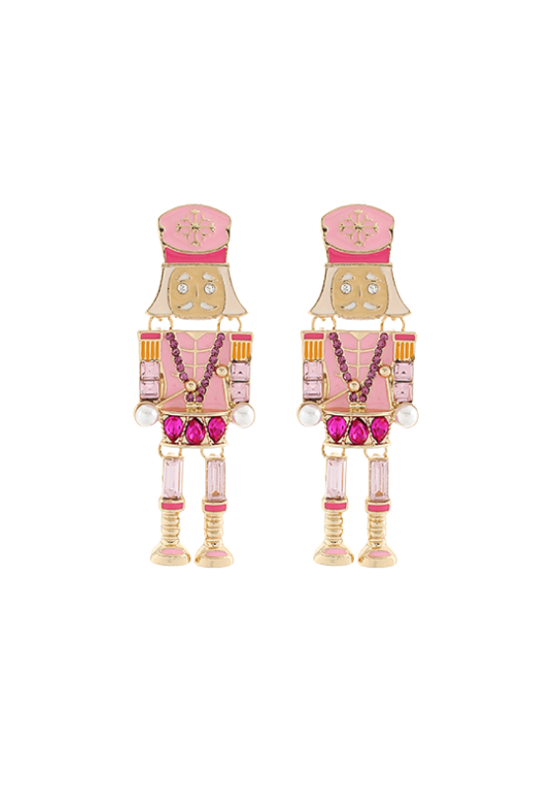 pink/gold/purple nutcracker dangle earrings