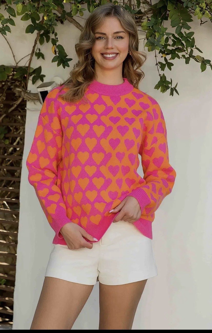 HEARTJACQUARD SWEATER-PINK