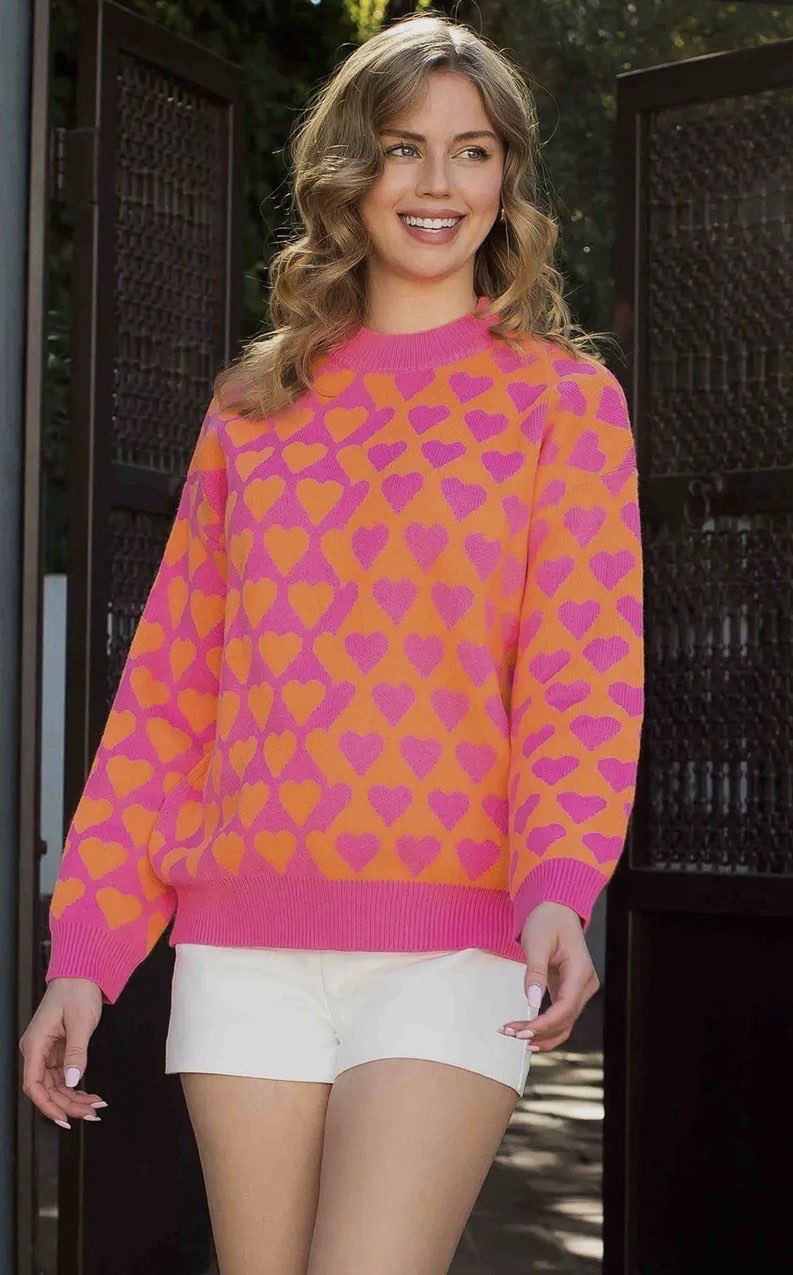 HEARTJACQUARD SWEATER-PINK