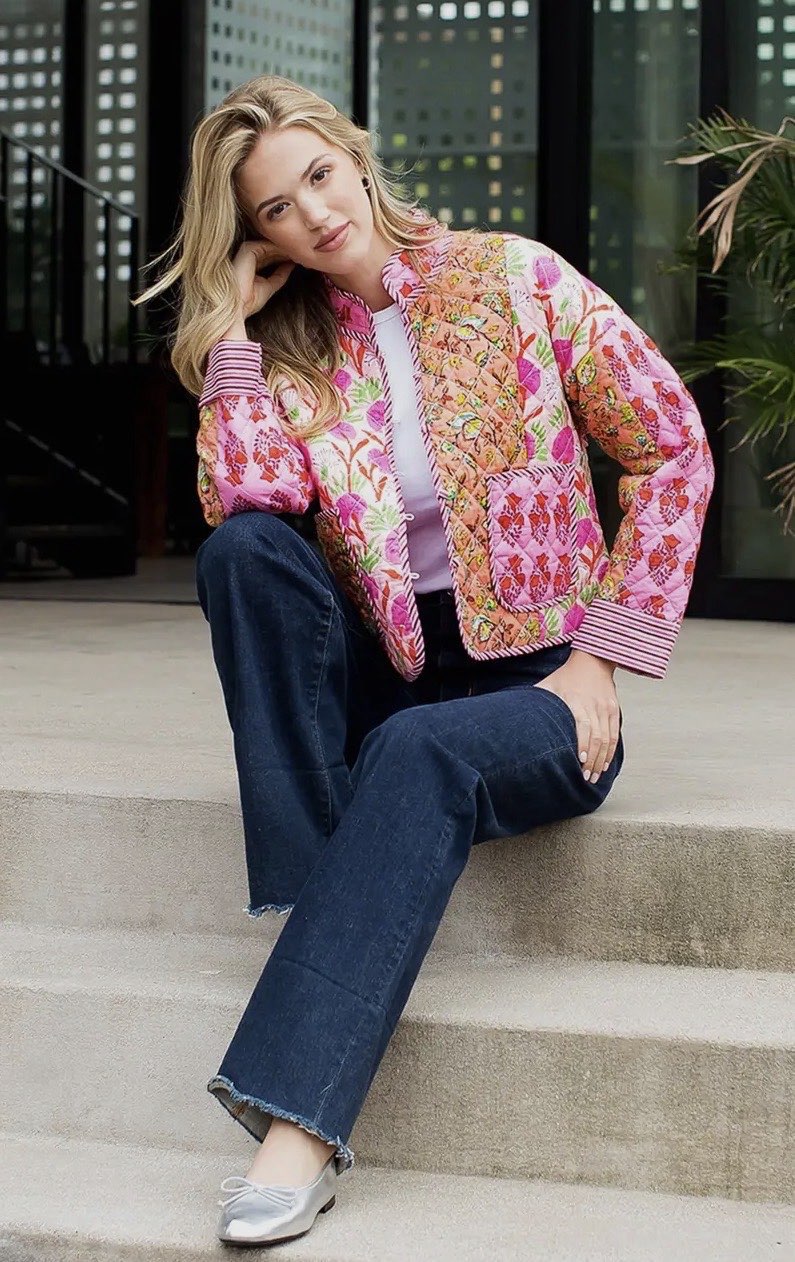 PATCHWORK QUILTED JACKET-PINK