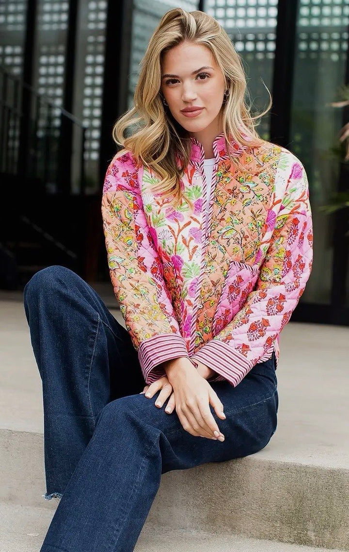 PATCHWORK QUILTED JACKET-PINK