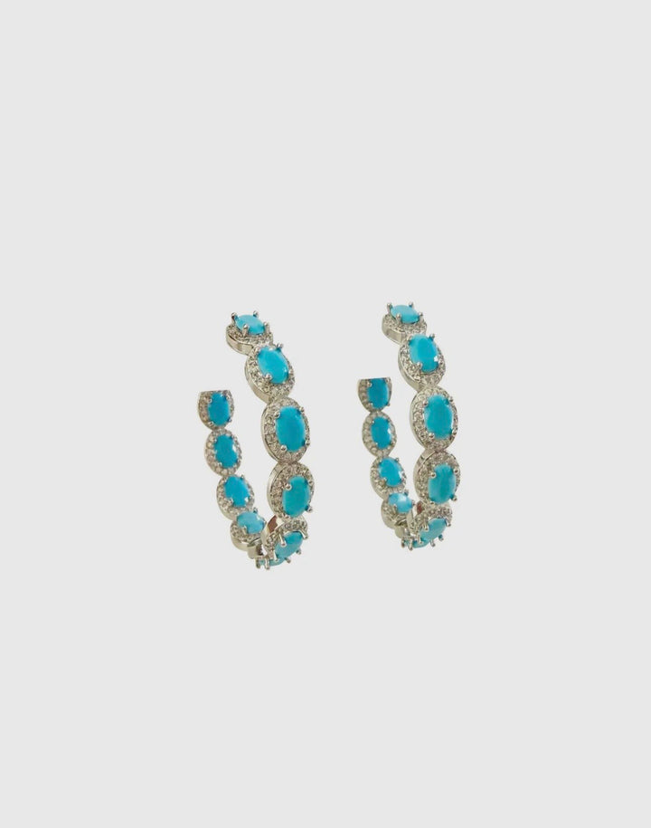 YELLOWSTONE TURQUOISE HOOPS-SILVER