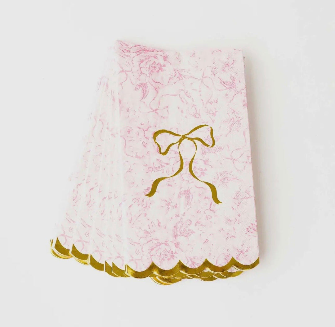 PINK BOW TOILE GUEST TOWELS