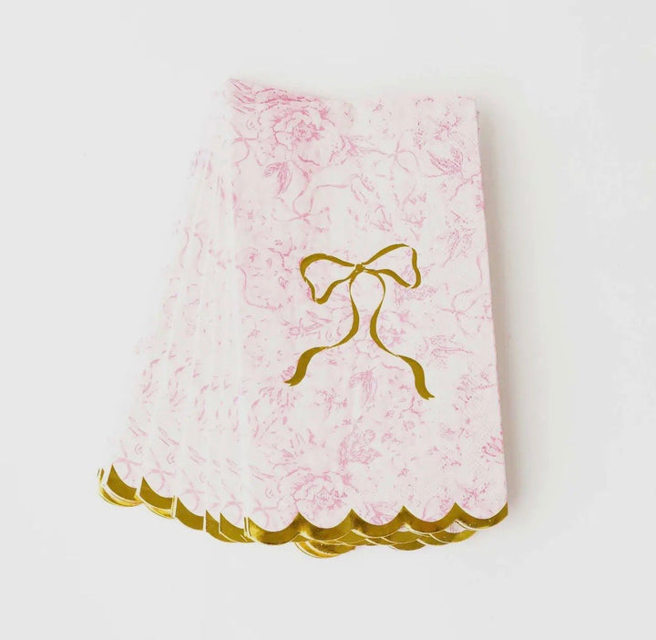 PINK BOW TOILE GUEST TOWELS