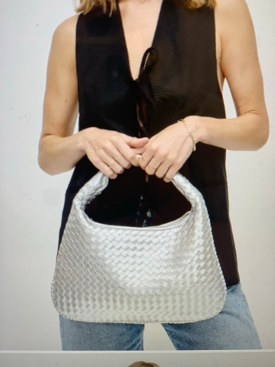 ADELA WOVEN HOBO-SILVER