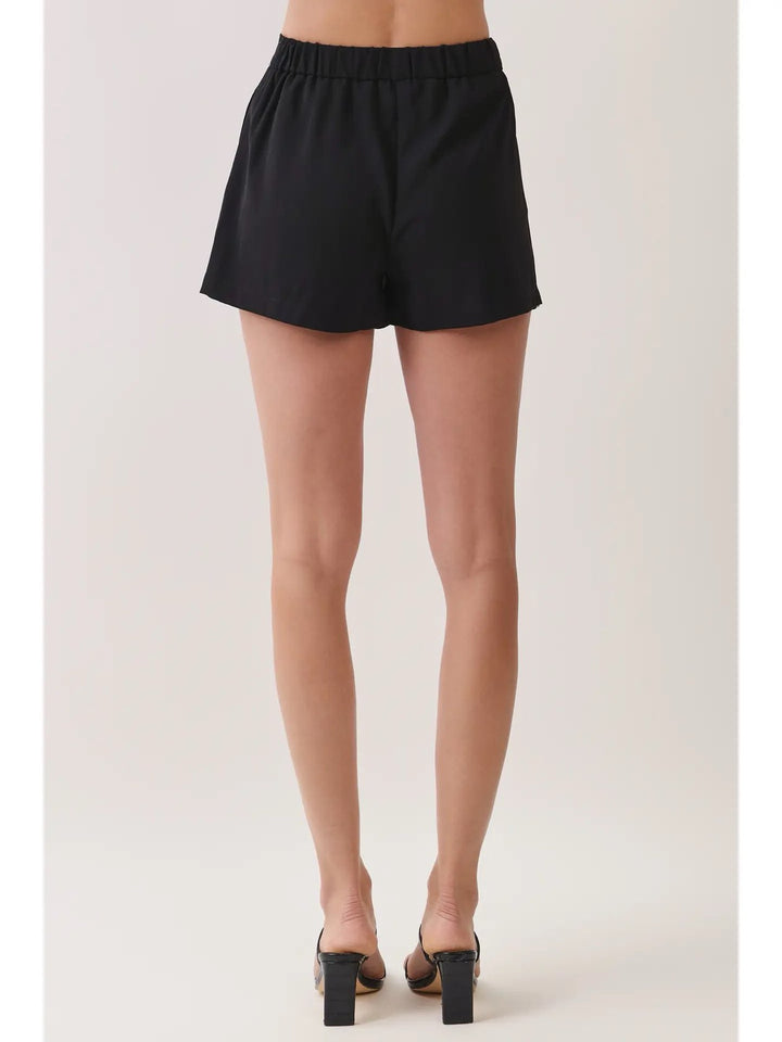 Scalloped Stud Trim Mini Skort-Black